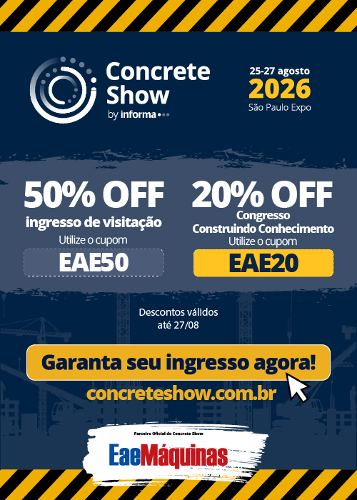 Concrete Show 2026 - 50% OFF ingresso de visitação com cupom EAE50